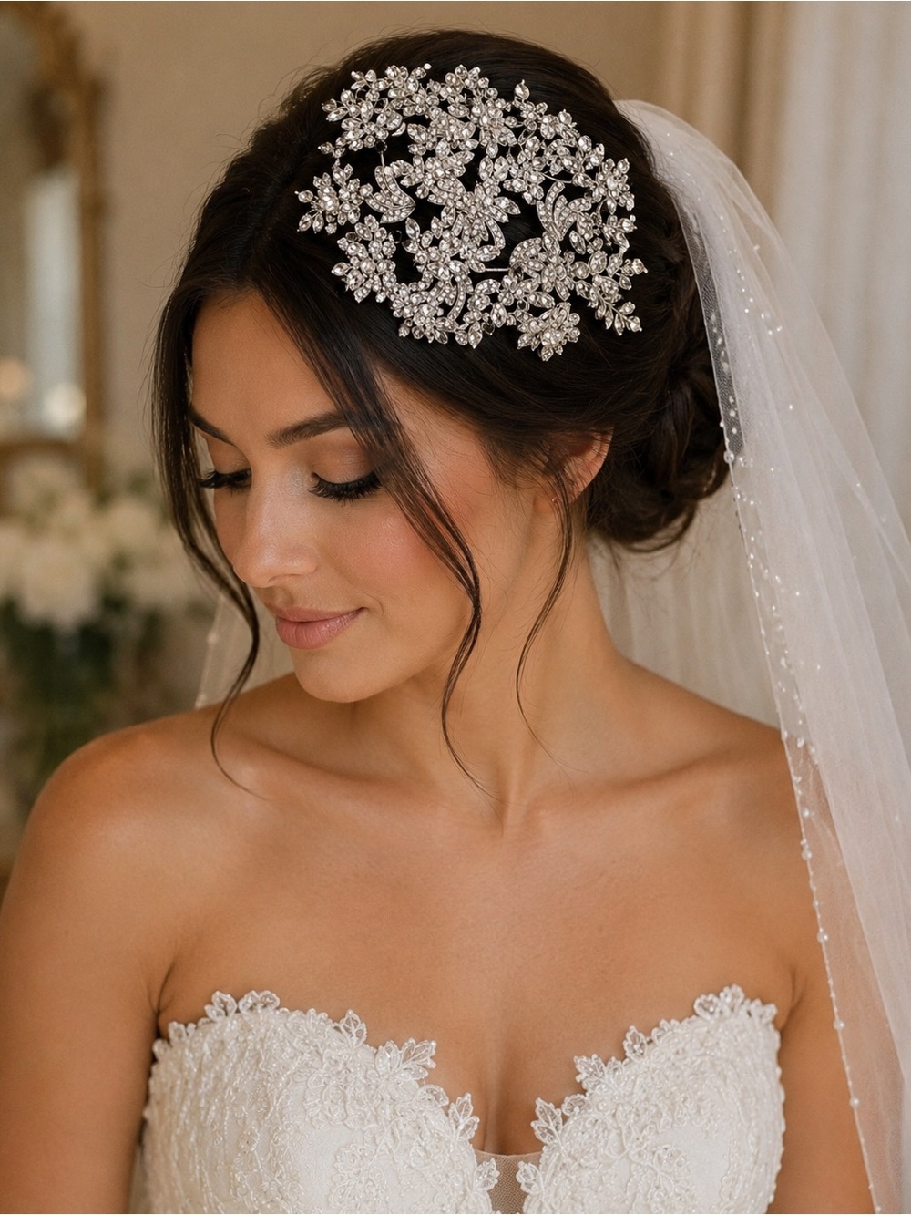 Bridal Crystal‎ Hair Comb - Silver Sparkle Wedding Headpiece